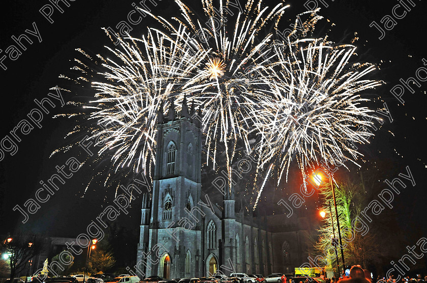 Tuam-Cathedral-Fireworks 
 Fireworks over Tuam Cathedral during the Tuam Fire Ceremony for the official Launch of Galway 2020.